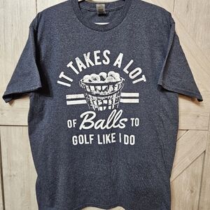 Gildan Navy Graphic Golf T-Shirt Size Large
